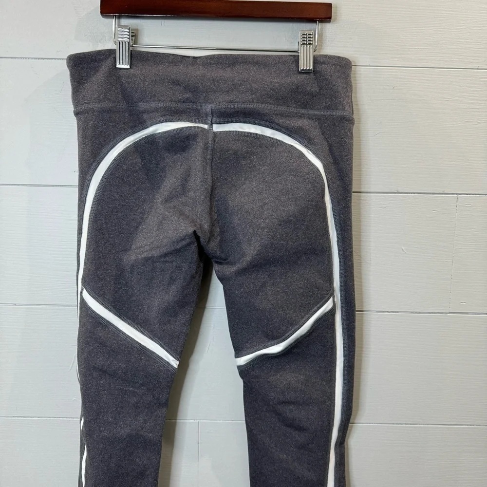ALO Yoga Heathered Grey White Shimmer Panels Talia Athletic Performance Leggings